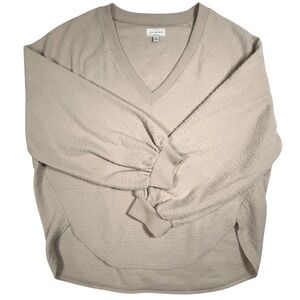 Lucky Brand Beige Textured V Neck Balloon Sleeve Comfy Sweater Women's Small‎ S